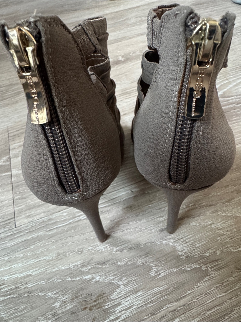 BCBGeneration Brown Multi-Strap Peep-Toe Heels - Picture 5 of 6